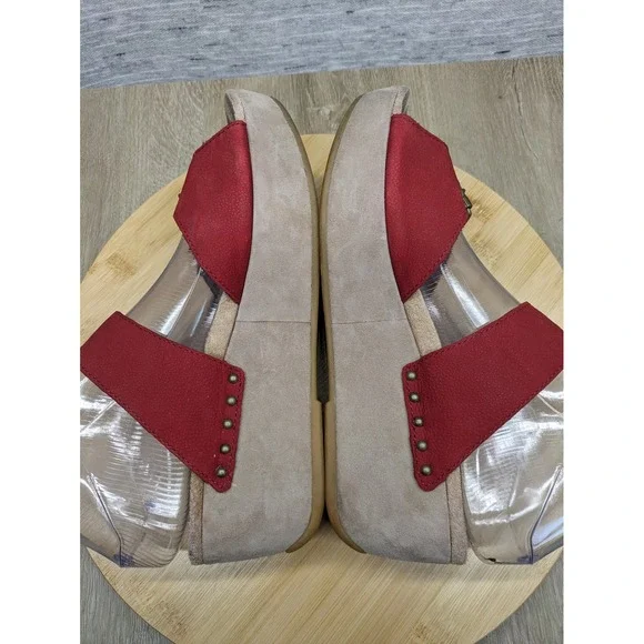 Dansko Red Leather Buckle Strap Wedge Sandals‎ Comfort Shoes Size 39 8.5 Selma - Picture 5 of 9